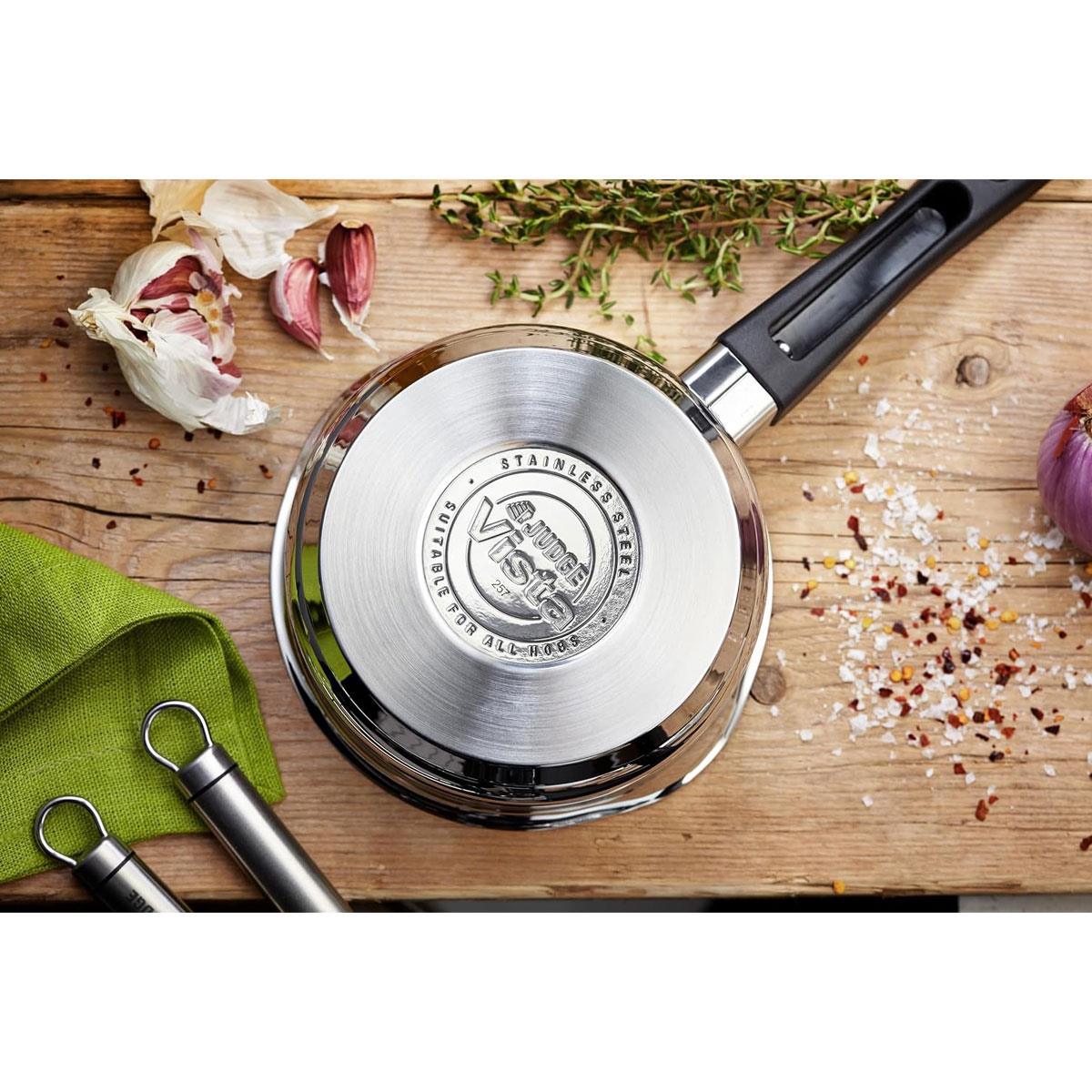 Judge Vista 5 Piece Stainless Steel Cookware Set 14cm Milk Pan 16/18/20cm Saucepans & 26cm Frying Pan Induction Ready - Image 3