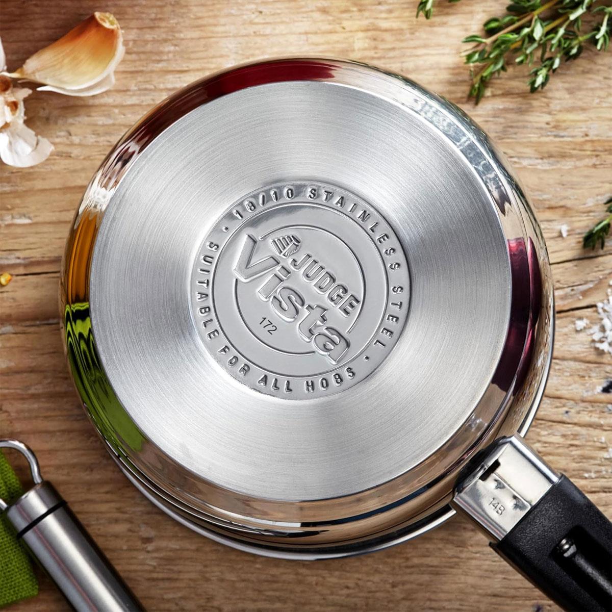 Judge Vista Stainless Steel Saucepan Set 14cm 16cm 18cm with Vented Glass Lids Induction Ready Oven Safe - Image 5