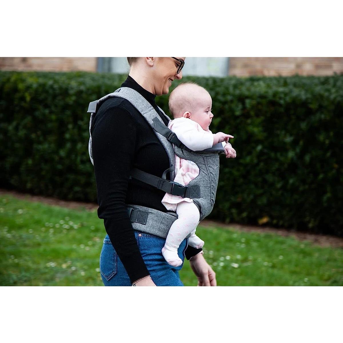Red Kite Ara Baby Carrier Front And Back Carry Padded Shoulder And Waist Straps Soft Grey - Image 5