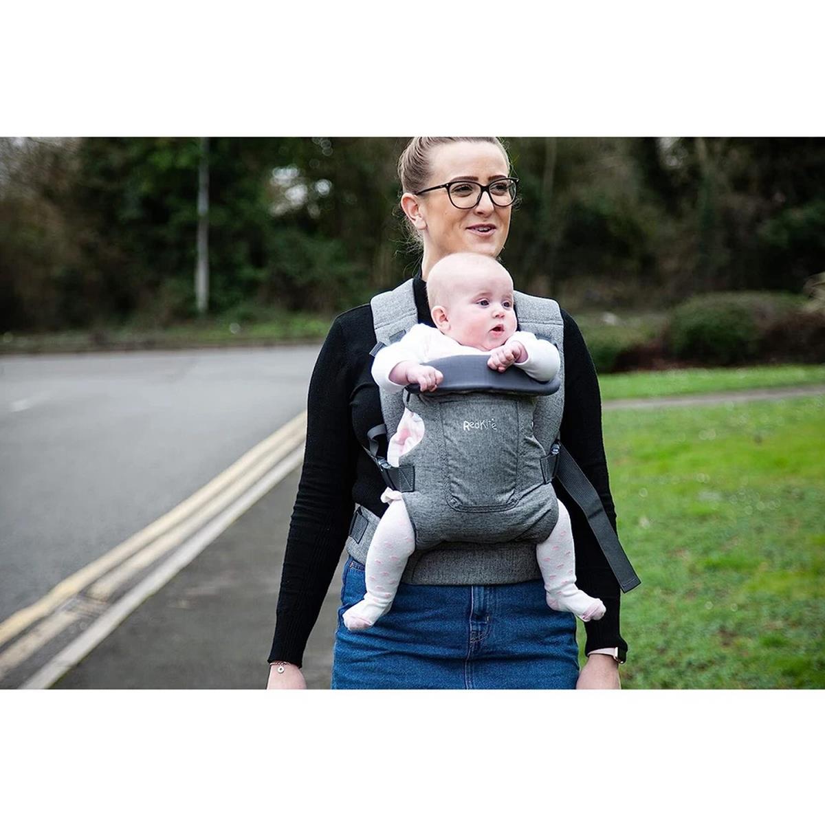 Red Kite Ara Baby Carrier Front And Back Carry Padded Shoulder And Waist Straps Soft Grey - Image 6