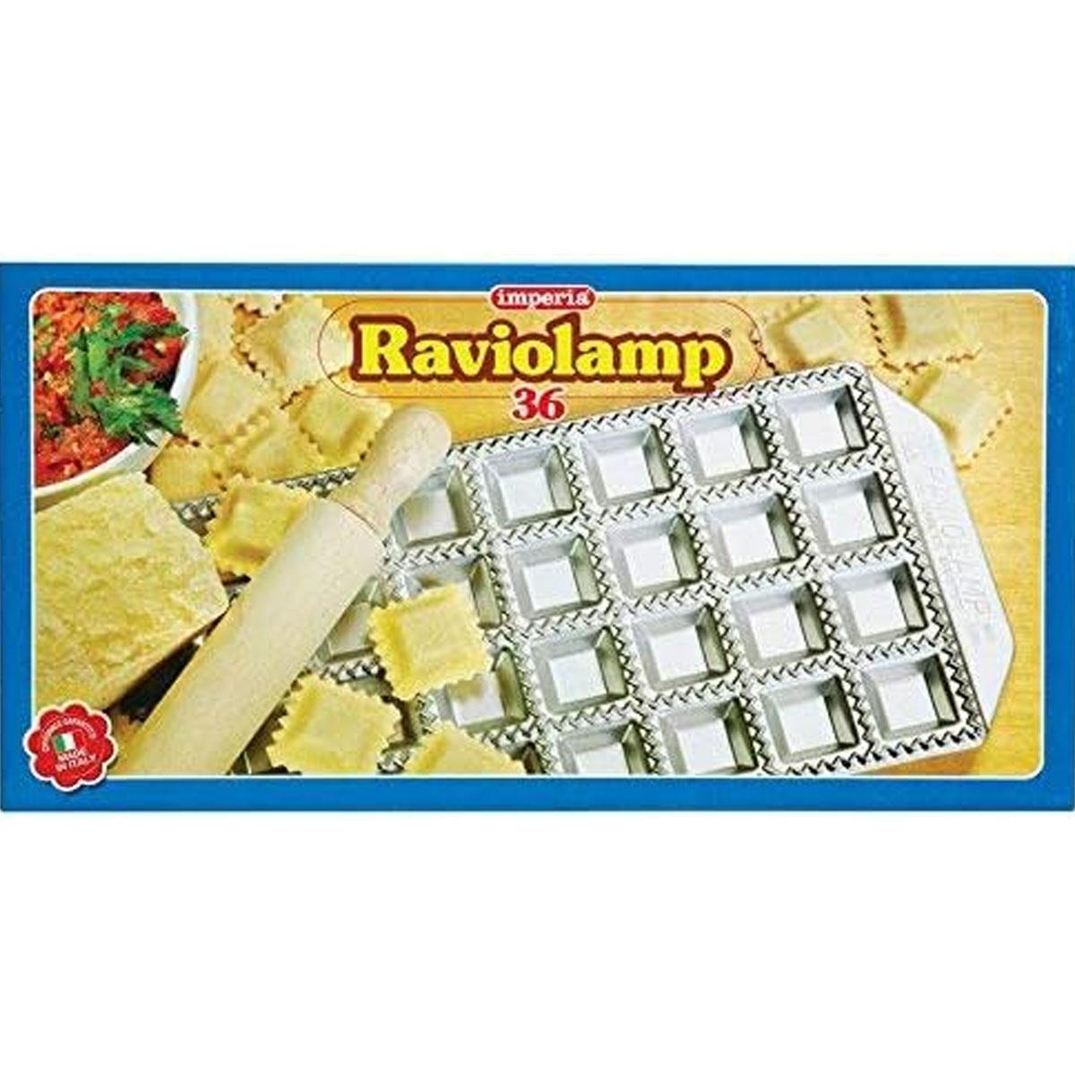 Imperia 36-Hole Ravioli Maker Tray with Wooden Rolling Pin Silver 34 x 34 mm Ravioli - Image 3