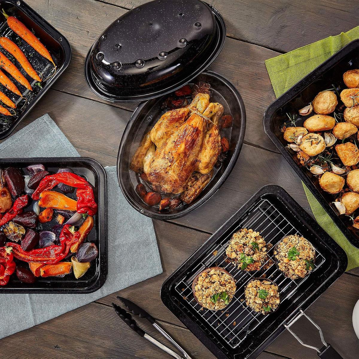 Judge Enamel Baking Tray 38 x 30 x 2 cm Carbon Steel Granite Black - Image 4