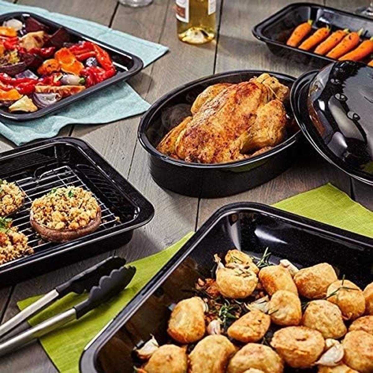 Judge Enamel Baking Tray 38 x 30 x 2 cm Carbon Steel Granite Black - Image 5