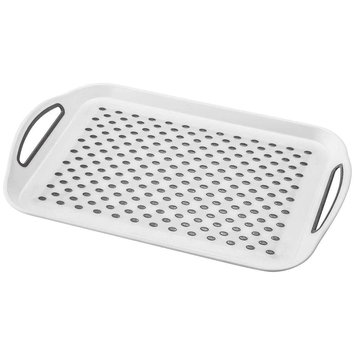 Judge Non Slip Kitchen Serving Tray Rectangular Plastic White 45 x 32cm