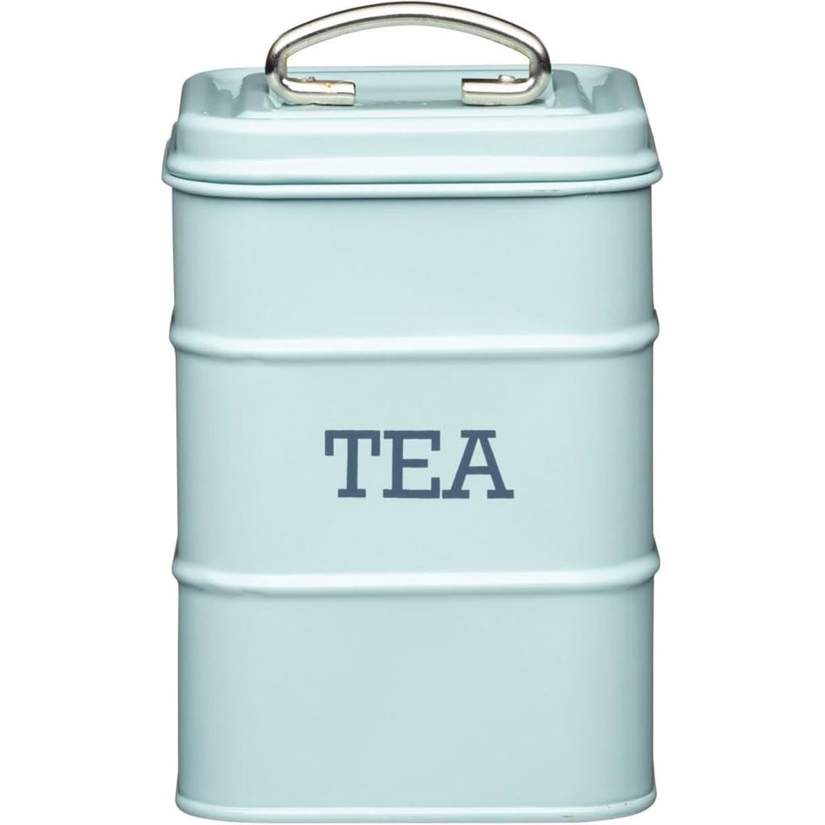 KitchenCraft Tea Caddy Living Nostalgia Carbon Steel Vintage Blue 500ml 11 x 11 x 17cm