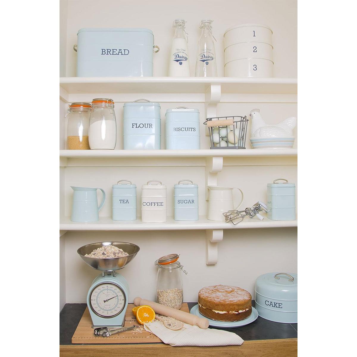 KitchenCraft Tea Caddy Living Nostalgia Carbon Steel Vintage Blue 500ml 11 x 11 x 17cm - Image 2