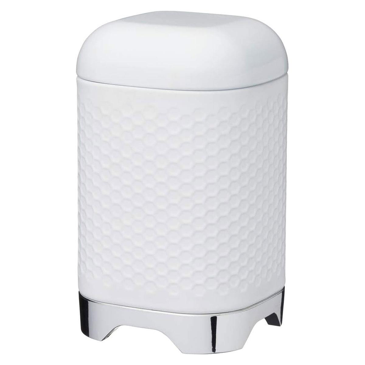 KitchenCraft Lovello Textured Coffee Canister Geometric Hexagon Pattern Carbon Steel Ice White 1.78 L - Image 3