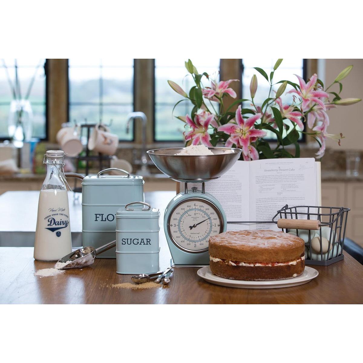 KitchenCraft Living Nostalgia Sugar Canister Carbon Steel Vintage Blue 1.3L - Image 2
