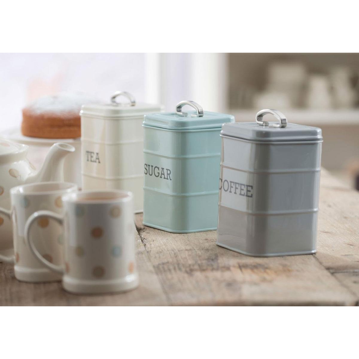 KitchenCraft Living Nostalgia Sugar Canister Carbon Steel Vintage Blue 1.3L - Image 3