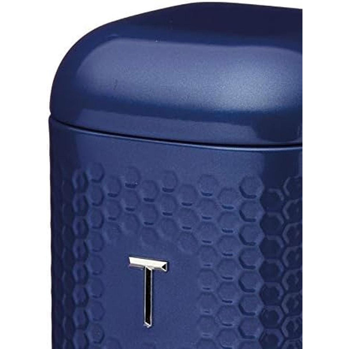 KitchenCraft Lovello Textured Tea Caddy Geometric Hexagon Carbon Steel 1.5L Midnight Navy 11 x 11 x 19 cm - Image 6