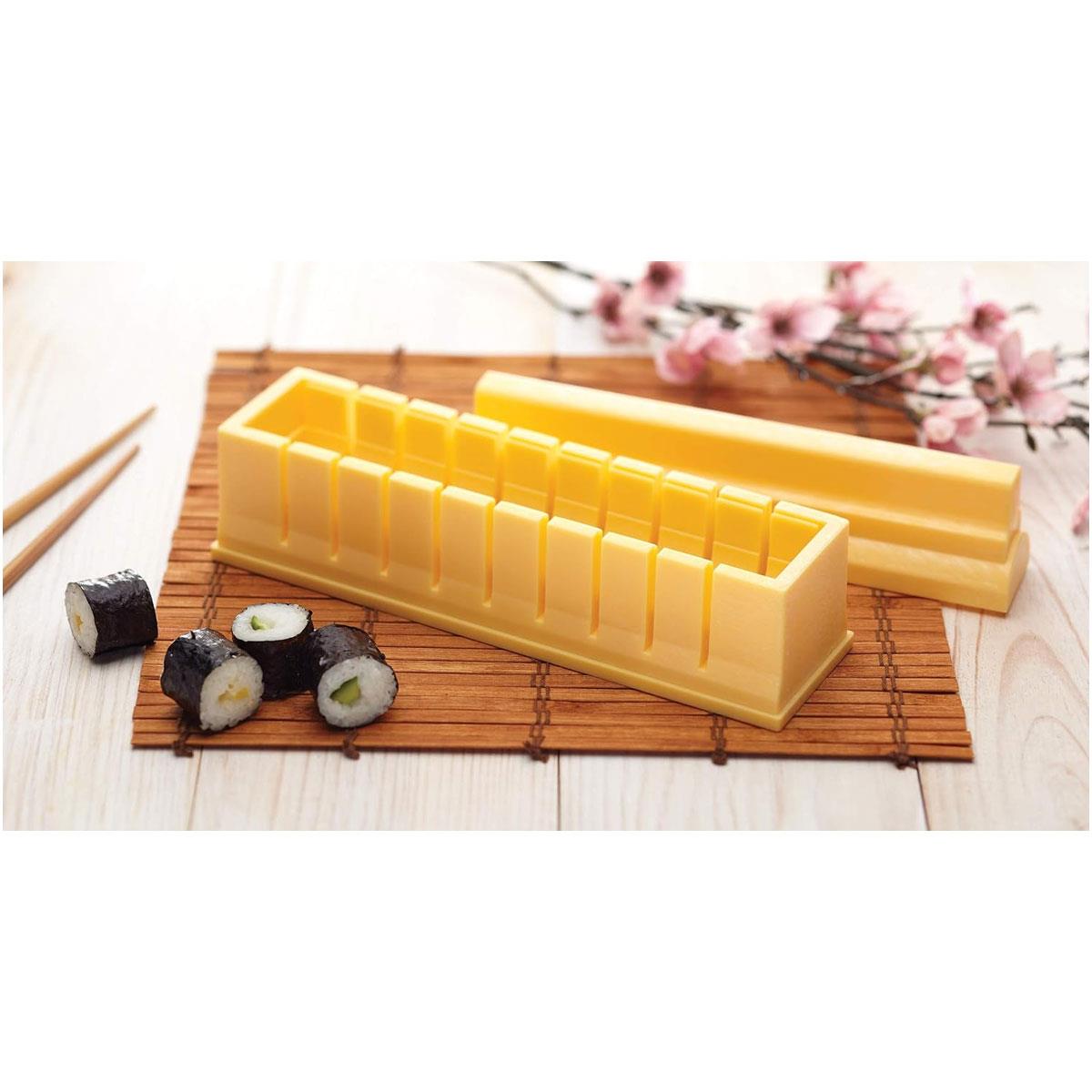 KitchenCraft Sushi Maker World of Flavours Japanese Style Maki Mold Plastic Yellow 23 cm - Image 2