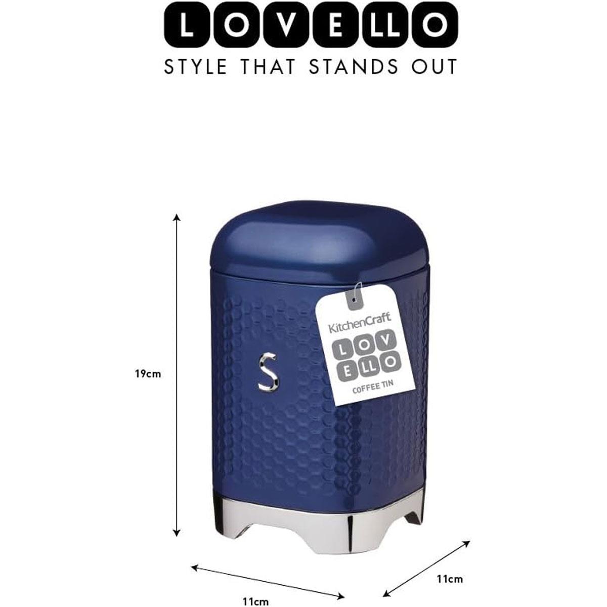 KitchenCraft Lovello Textured Sugar Canister Geometric Hexagon Steel 1.5L Midnight Navy 11 x 11 x 19 cm - Image 3