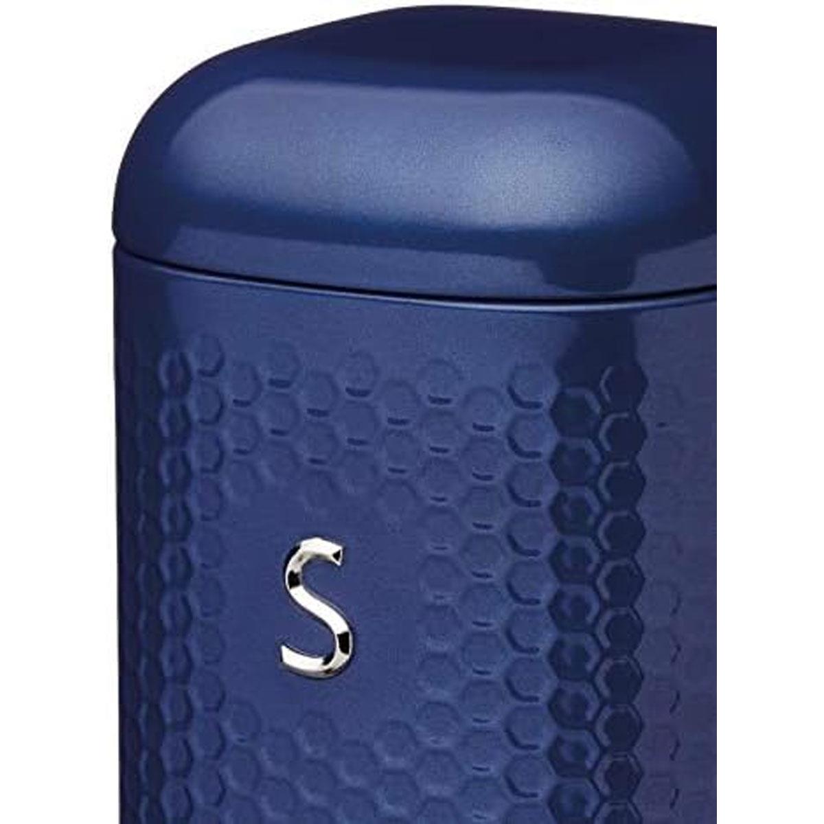 KitchenCraft Lovello Textured Sugar Canister Geometric Hexagon Steel 1.5L Midnight Navy 11 x 11 x 19 cm - Image 6