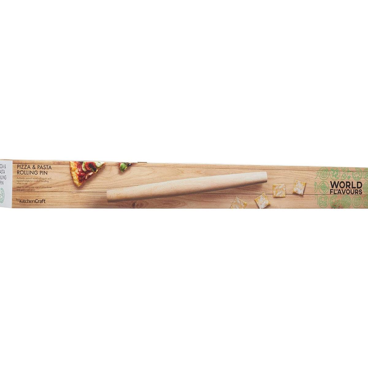 KitchenCraft World of Flavours Tapered Wooden Rolling Pin French/Italian Style Beechwood Natural 50 cm - Image 4
