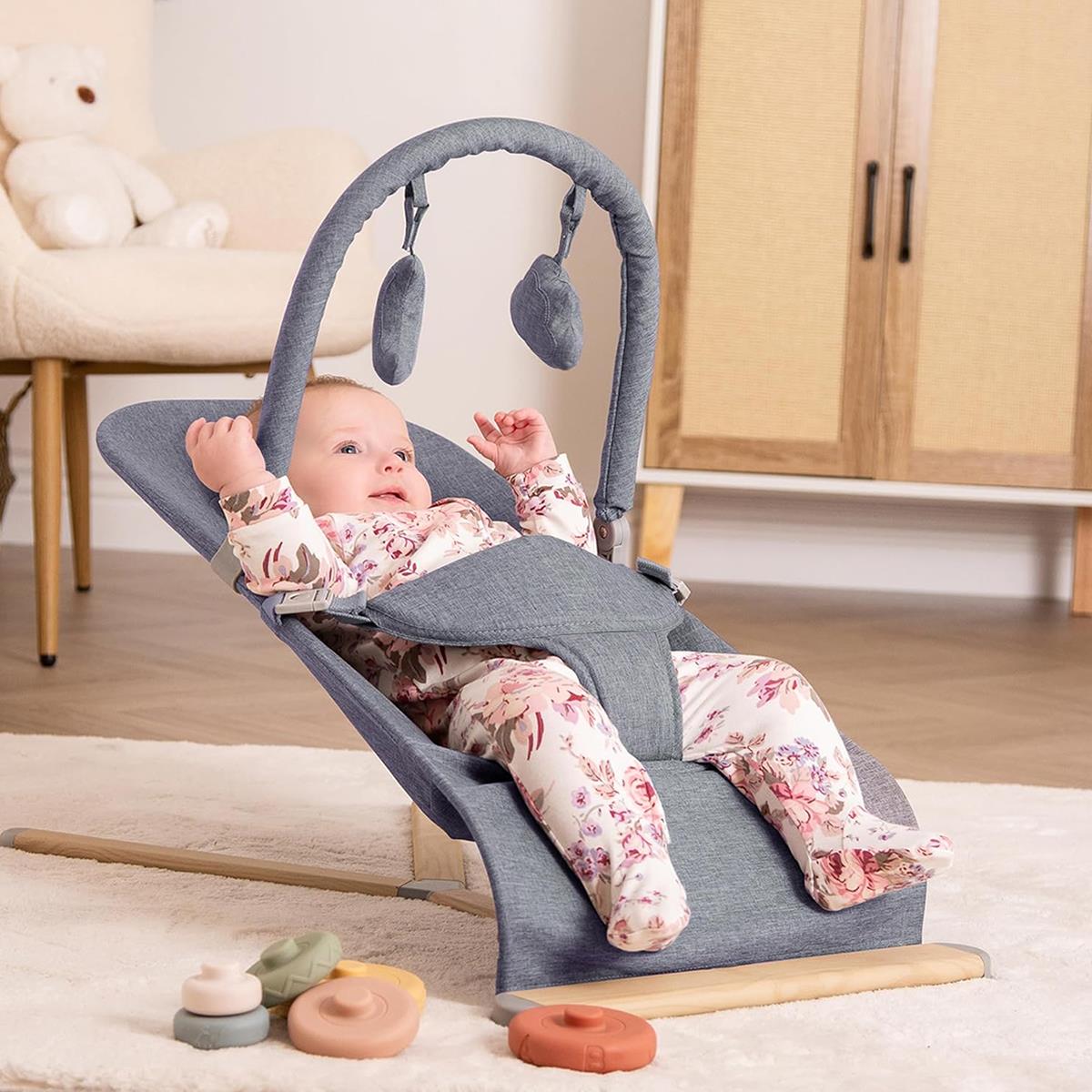 Red Kite Baya Baby Bouncer Ergonomic Rocking Chair With 3 Recline Positions And Toy Bar Dove Grey - Image 2
