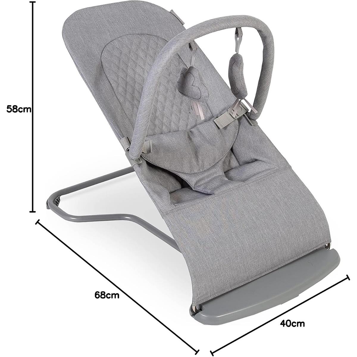 Red Kite Baya Baby Bouncer Ergonomic Rocking Chair With 3 Recline Positions And Toy Bar Dove Grey - Image 3