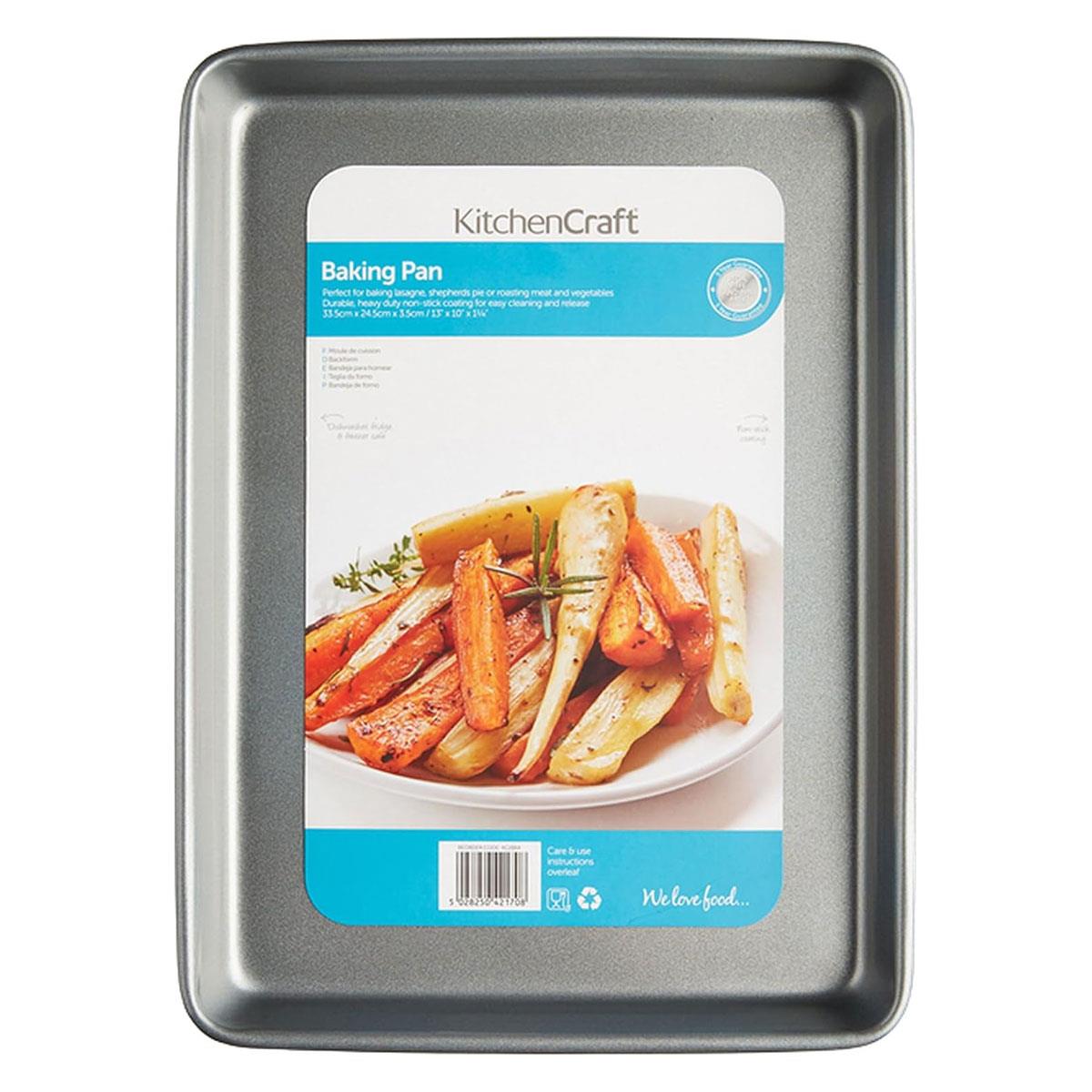 KitchenCraft Non-Stick Baking Pan 33 x 24 cm Carbon Steel Oven Tray Grey BPA-Free Dishwasher & Freezer Safe - Image 3
