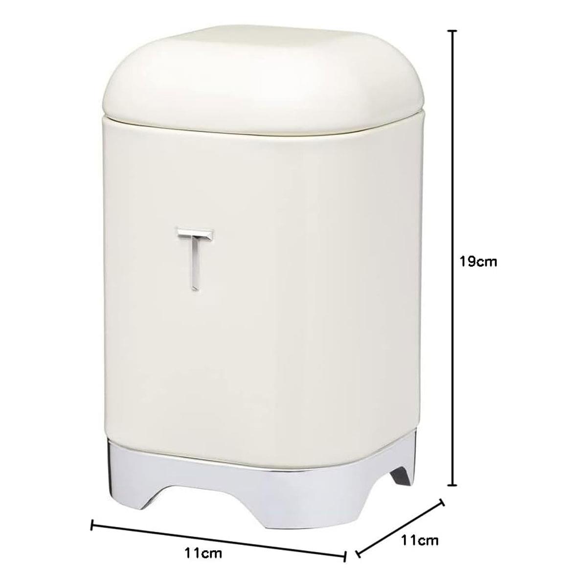 KitchenCraft Lovello Tea Caddy Storage Canister 1.5L Carbon Steel Airtight Lid Vanilla Cream - Image 3