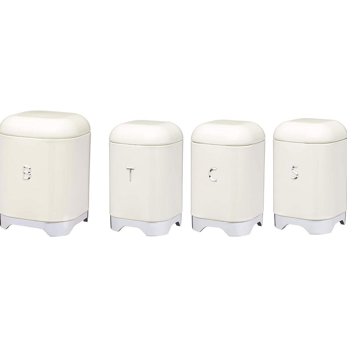 KitchenCraft Lovello Tea Caddy Storage Canister 1.5L Carbon Steel Airtight Lid Vanilla Cream - Image 7