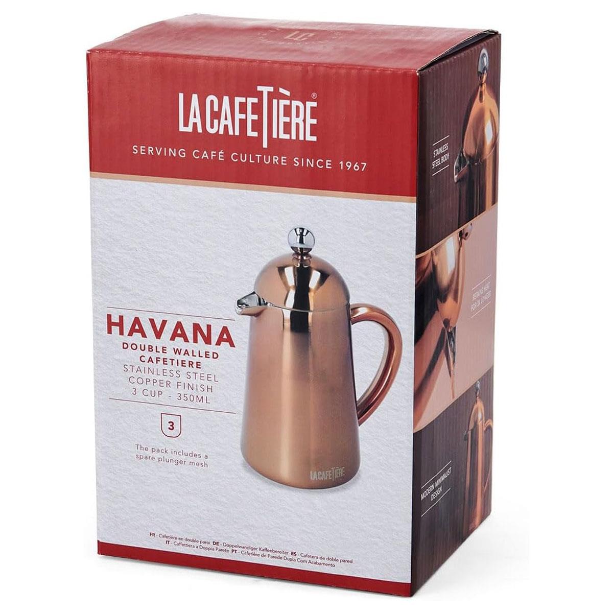 La Cafetiere Havana 350ml Copper Cafetiere Double-Walled Stainless Steel French Press 3 Cup Gift Boxed - Image 4