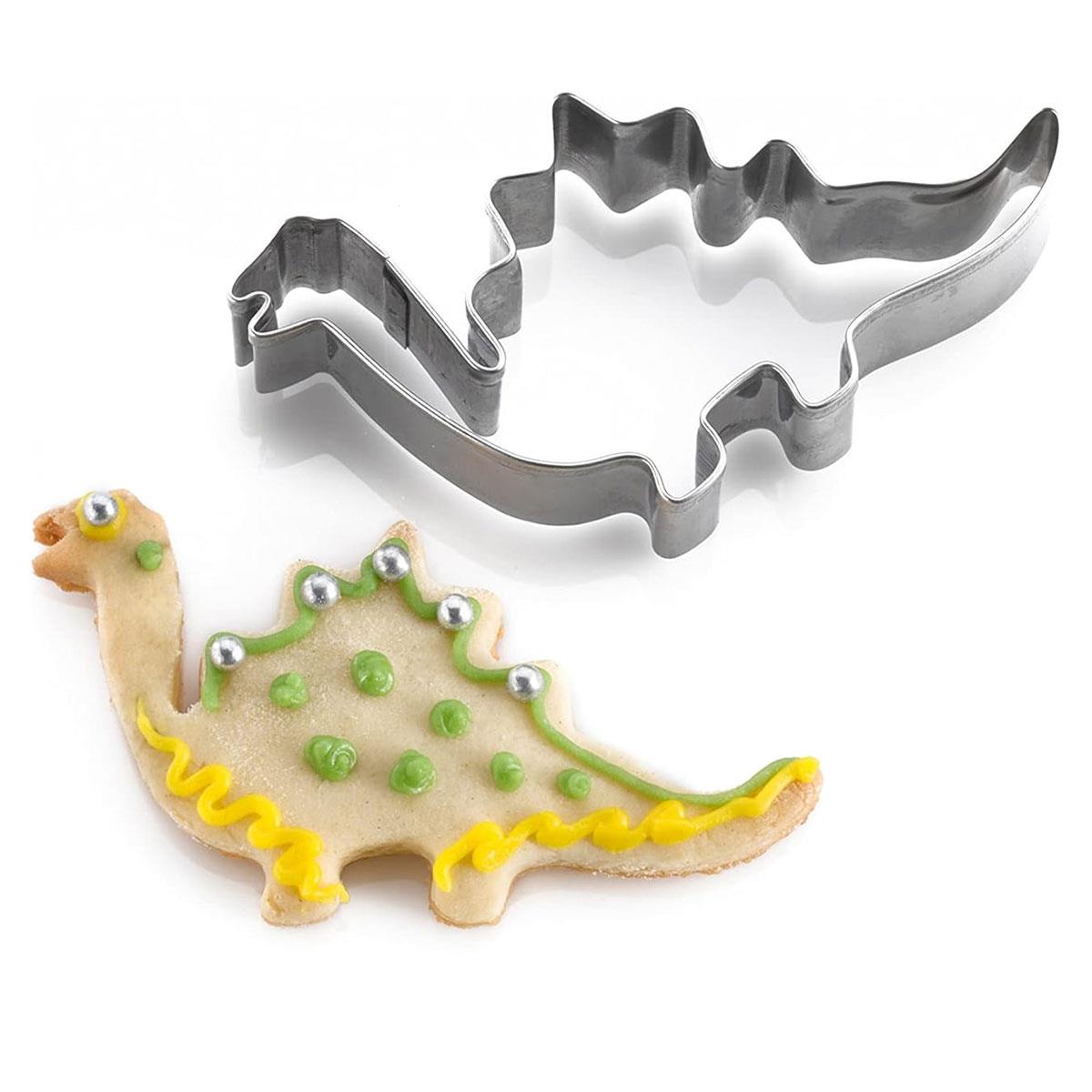 KitchenCraft Stainless Steel Dinosaur Cookie Cutters Set of 4 Silver T-Rex Spinosaurus Stegosaurus & Diplodocus - Image 4