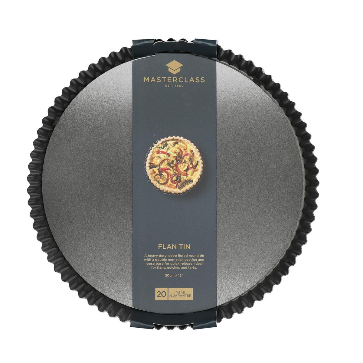 MasterClass 30cm Fluted Tart Tin with Loose Base 1mm Carbon Steel Quantum II Non-Stick Oven Safe to 220°C Grey - Image 2