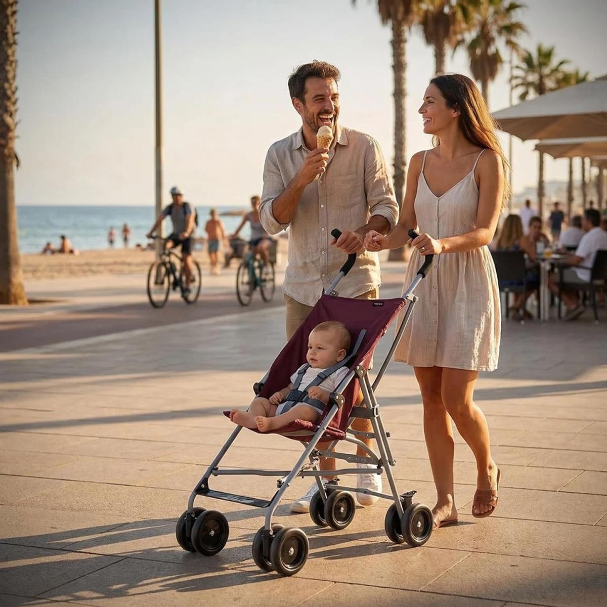 Red Kite Push Me Lite Holiday Buggy Lightweight Foldable Stroller 5-Point Harness - Mulberry - Image 7