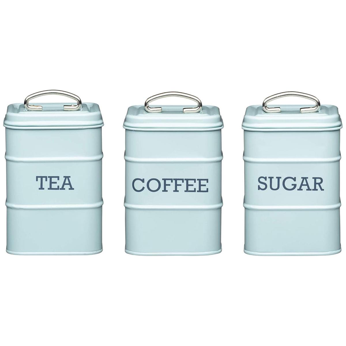KitchenCraft Living Nostalgia Coffee Storage Canister Vintage Blue Carbon Steel - Image 3