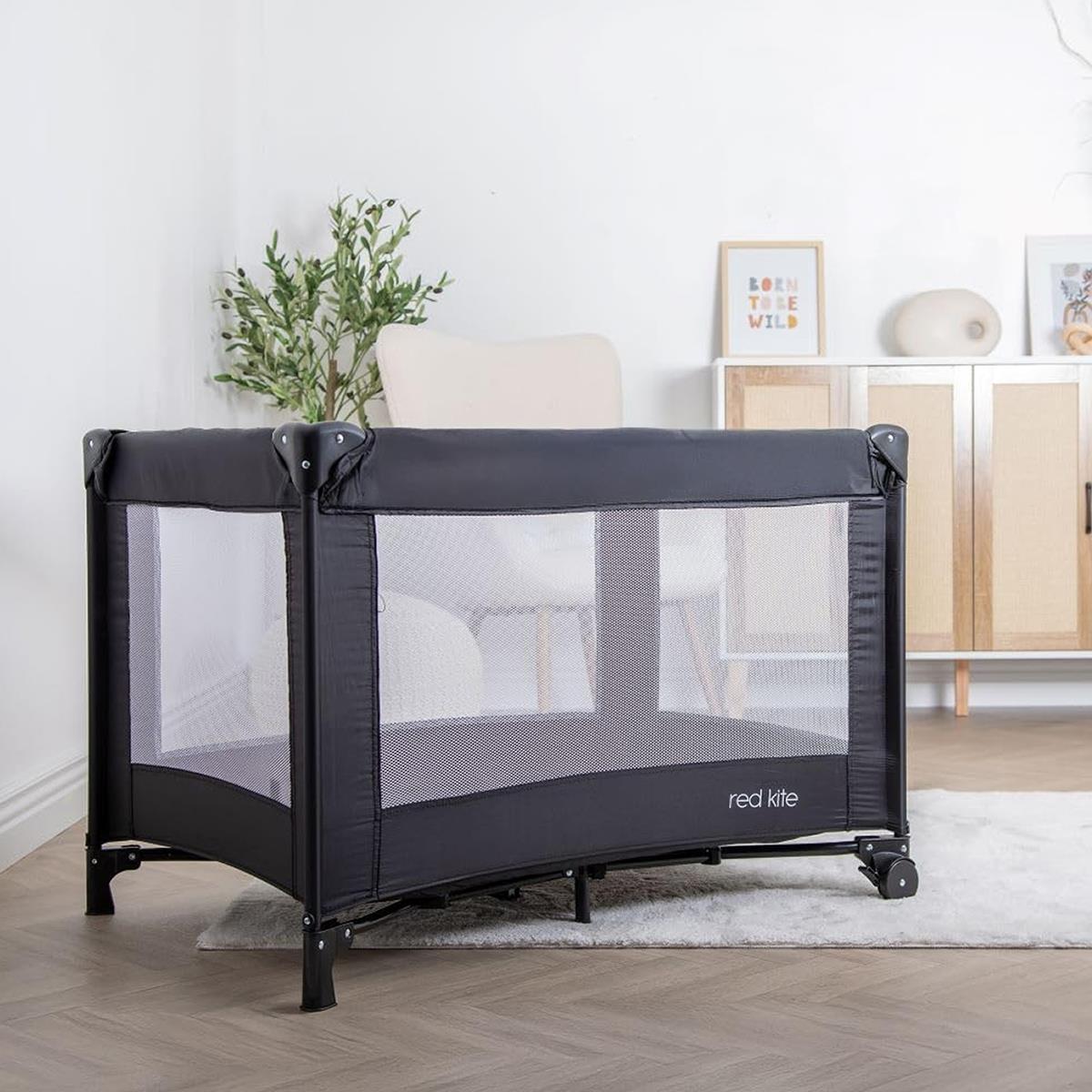 Red Kite Sleep Tight Travel Cot Portable Folding Baby Cot With Mattress And Carry Bag Black - Image 3