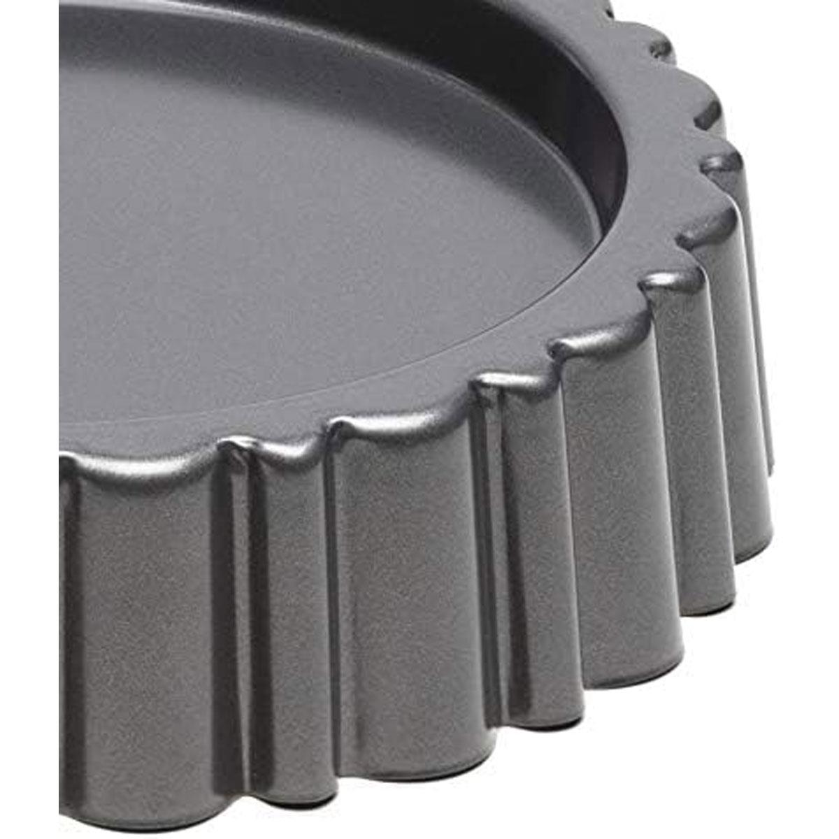 KitchenCraft Chicago Metallic Non-Stick Mary Ann Cake Pan Fluted Sponge Flan Tin Carbon Steel Grey - Image 4