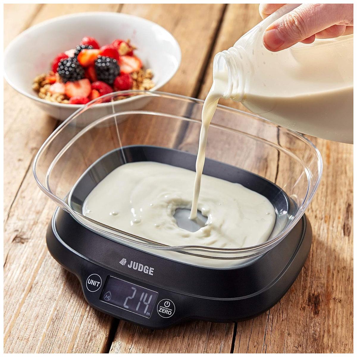 Judge Kitchen Digital Bowl Scale 5kg Plastic Tare Weight & Volume Converter Black - Image 3