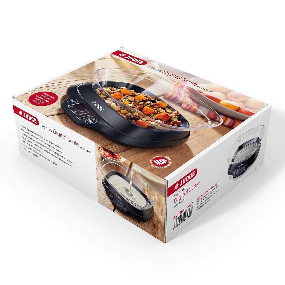 Judge Kitchen Digital Bowl Scale 5kg Plastic Tare Weight & Volume Converter Black - Image 6