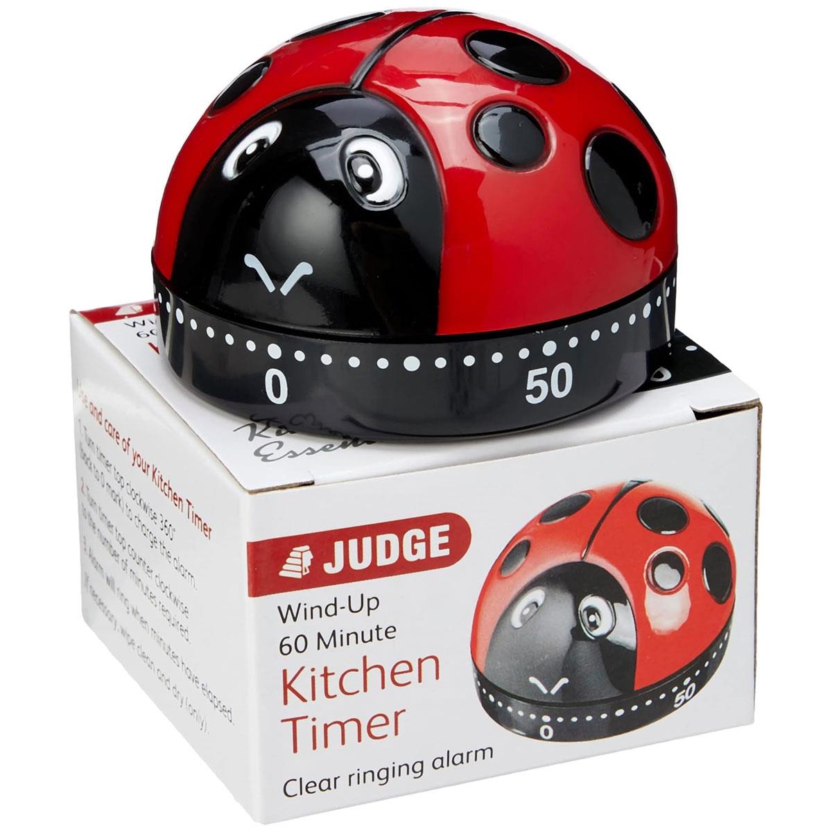 Judge Ladybird Kitchen Timer 60 Minute Mechanical Wind-Up Cooking Timer Red & Black Silicone - Image 2