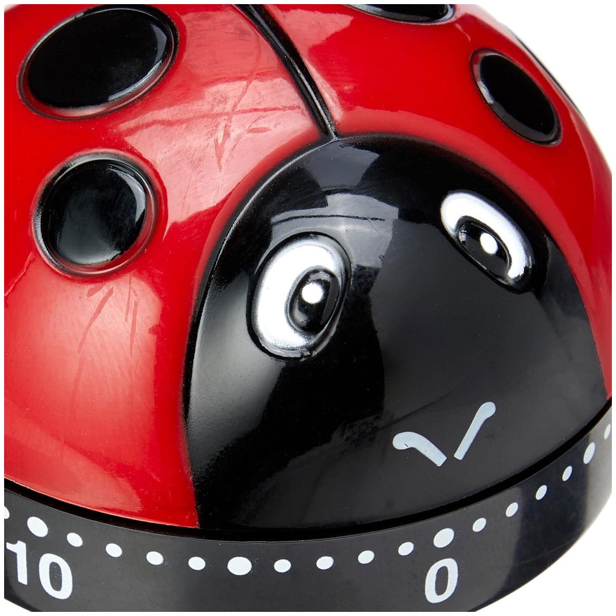 Judge Ladybird Kitchen Timer 60 Minute Mechanical Wind-Up Cooking Timer Red & Black Silicone - Image 3
