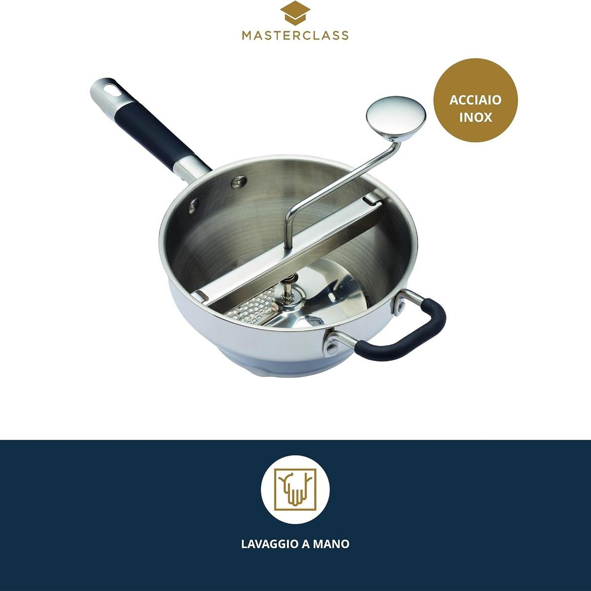 KitchenCraft MasterClass Heavy-Duty Rotary Food Mill & Puree Maker Stainless Steel 3 Discs Manual Silver - Image 4