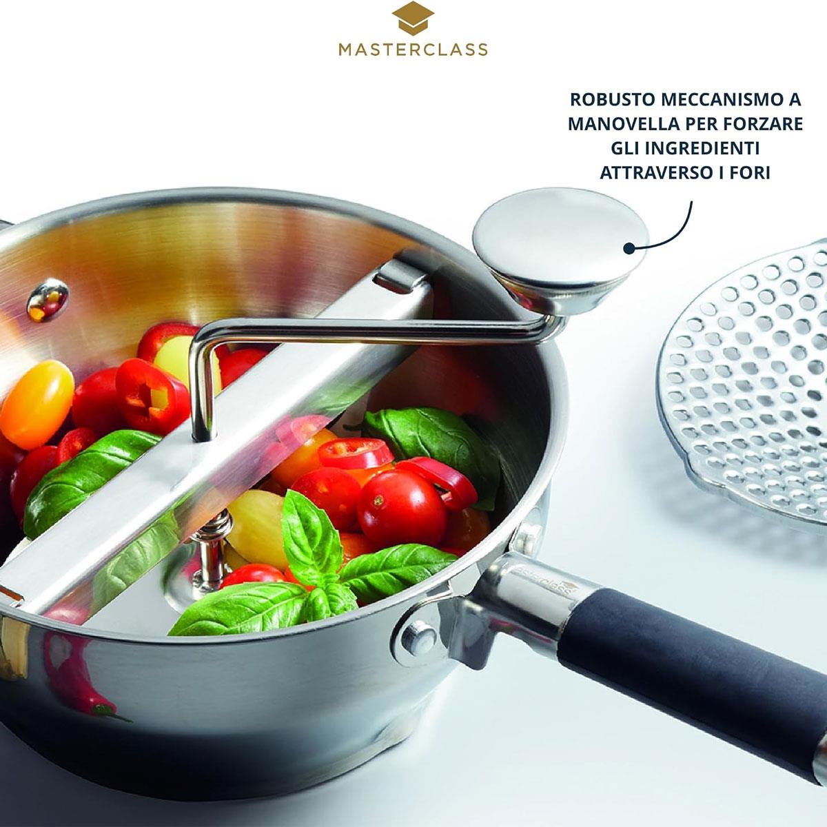 KitchenCraft MasterClass Heavy-Duty Rotary Food Mill & Puree Maker Stainless Steel 3 Discs Manual Silver - Image 7