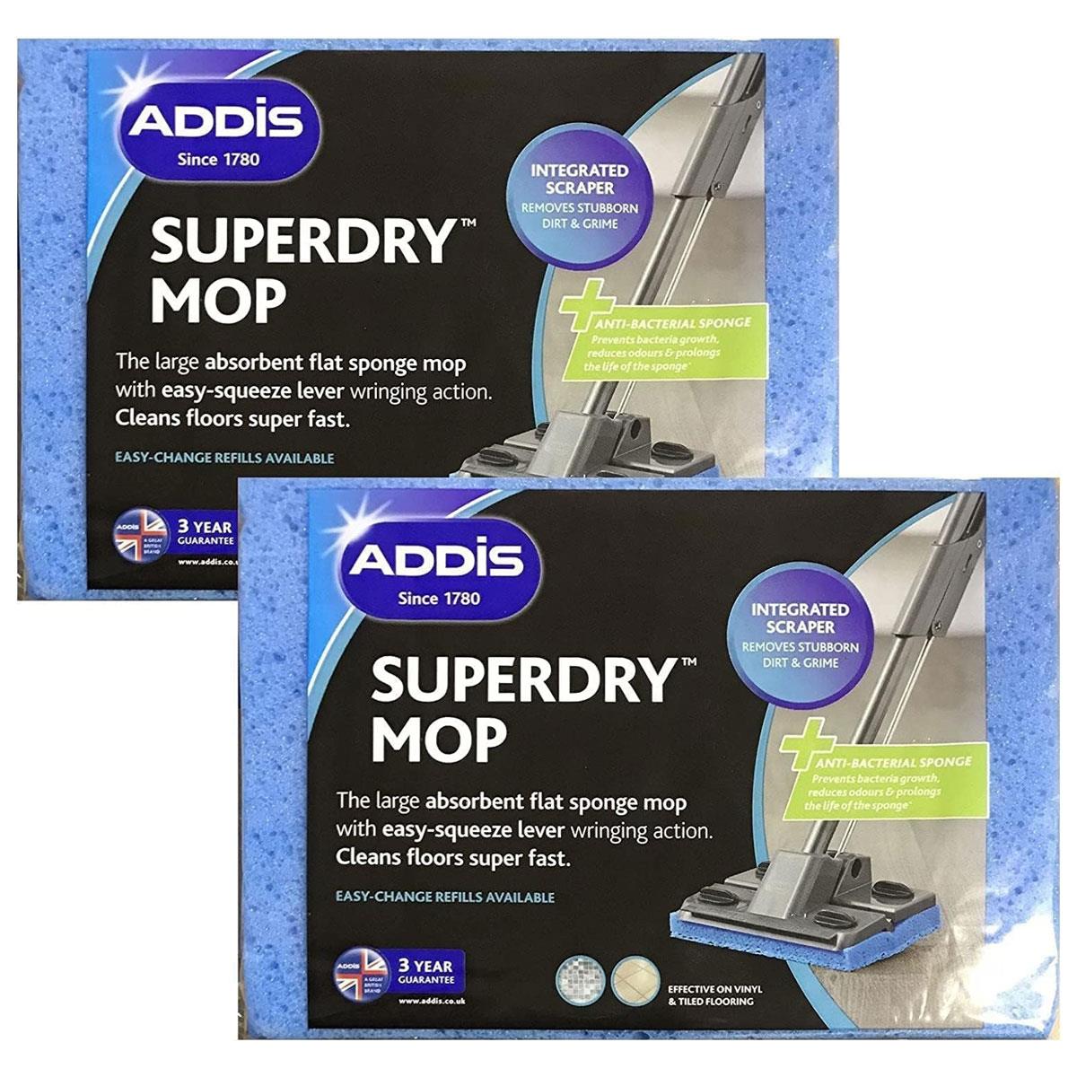 Addis Superdry Sponge Floor Mop With Self-Wringing Handle 1 Spare Sponge Heads Black Metallic - Image 5