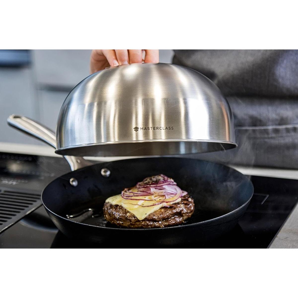KitchenCraft MasterClass Melting Dome Burger Cover Stainless Steel Cheese Melter 22.5 cm Silver - Image 2