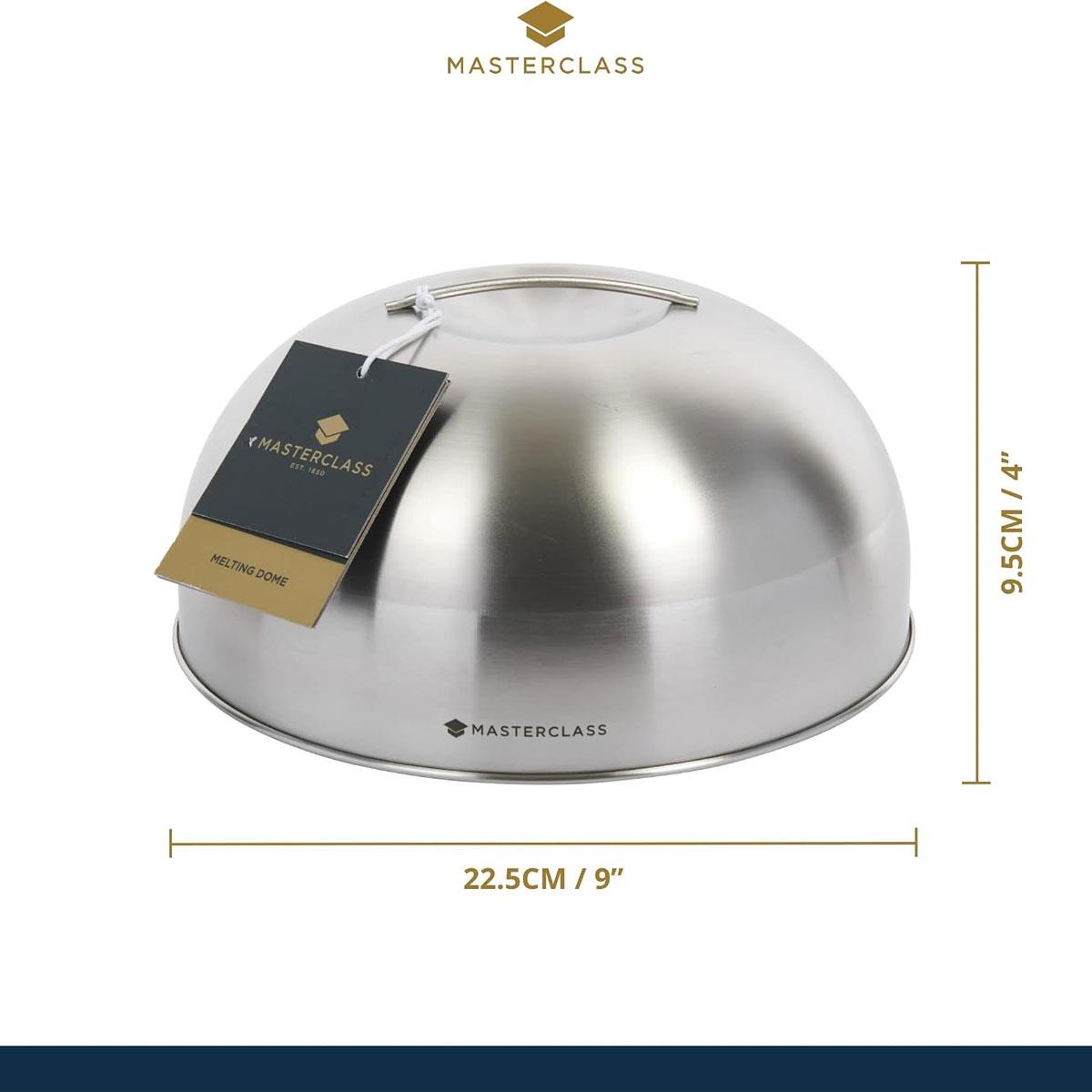 KitchenCraft MasterClass Melting Dome Burger Cover Stainless Steel Cheese Melter 22.5 cm Silver - Image 3