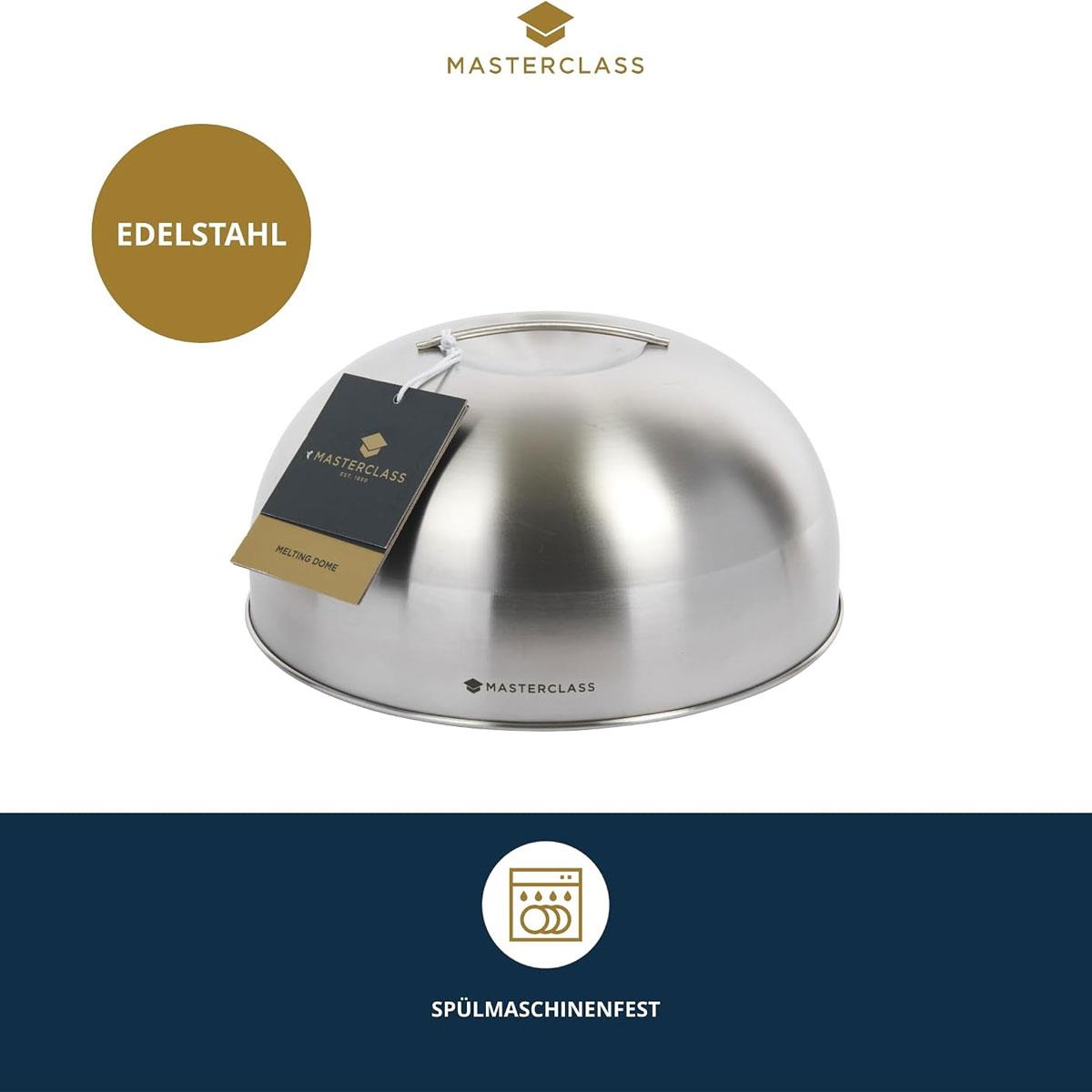 KitchenCraft MasterClass Melting Dome Burger Cover Stainless Steel Cheese Melter 22.5 cm Silver - Image 4