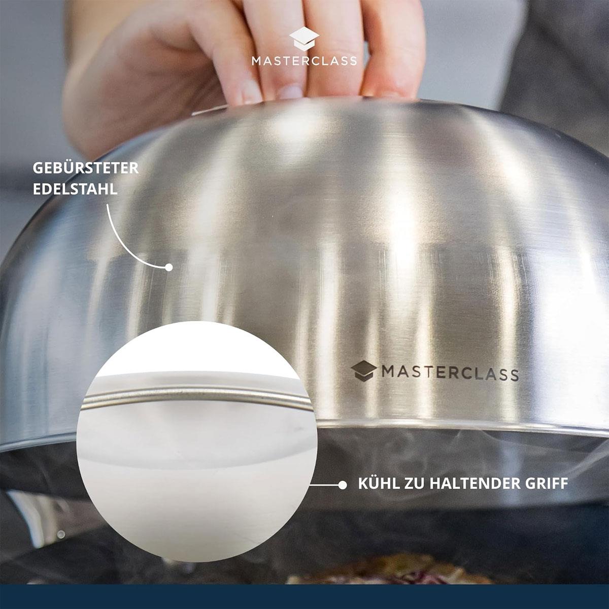 KitchenCraft MasterClass Melting Dome Burger Cover Stainless Steel Cheese Melter 22.5 cm Silver - Image 5