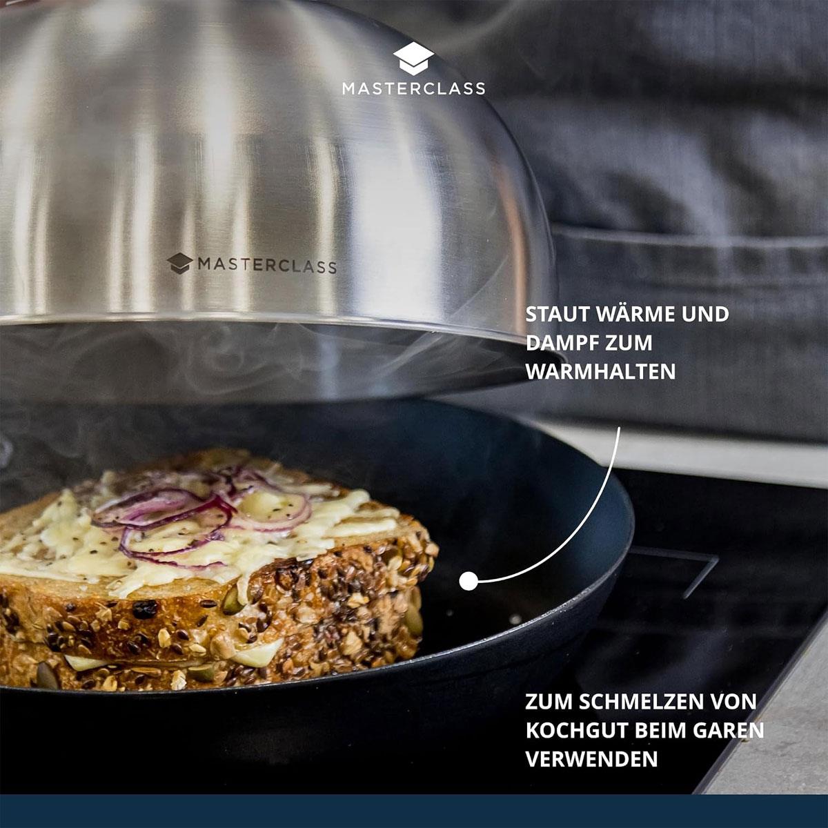 KitchenCraft MasterClass Melting Dome Burger Cover Stainless Steel Cheese Melter 22.5 cm Silver - Image 6