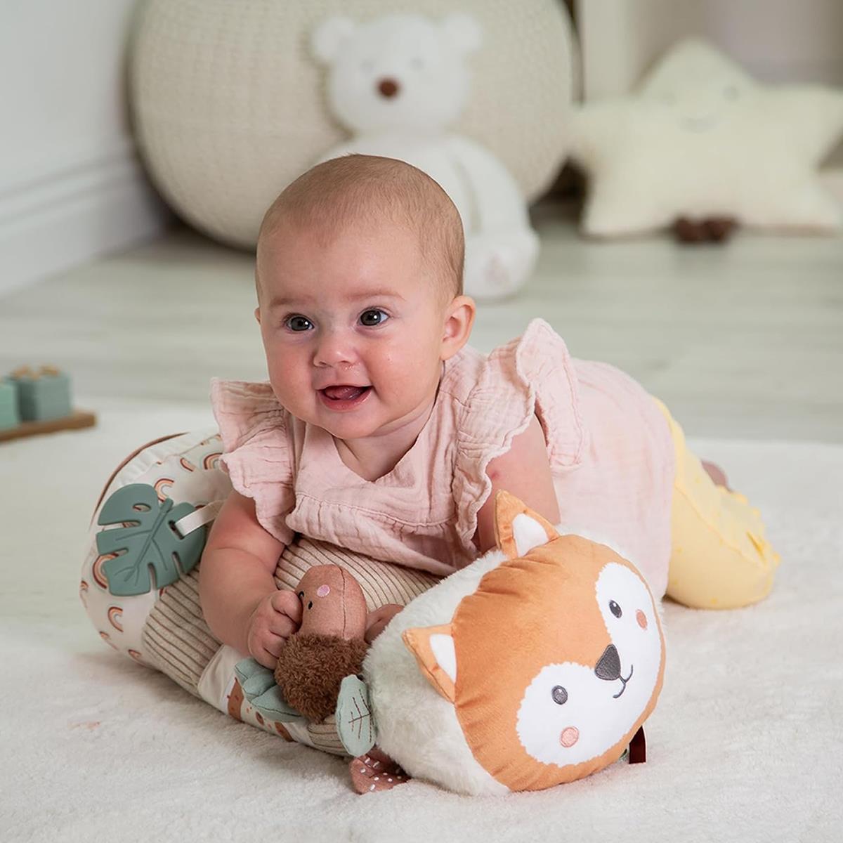 Red Kite Tummy Time Roller Woodland Walks Baby Activity Support With Mirror, Rattles And Teething Toys Beige - Image 7