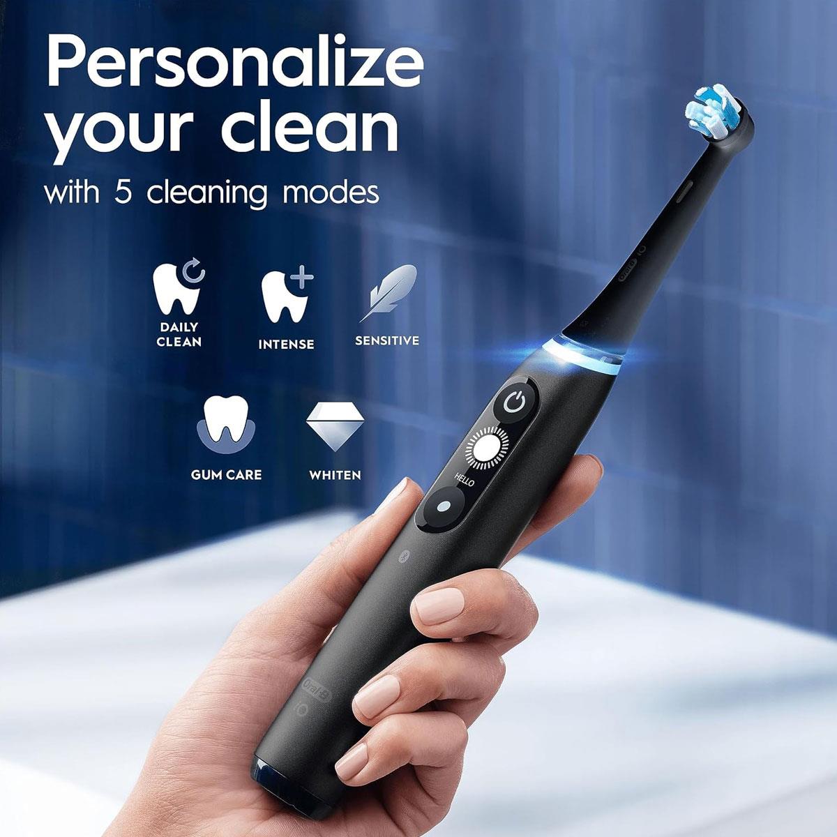 Oral-B iO7 Electric Toothbrush for Adults 5 Modes Bluetooth App Pressure Sensor Travel Case Black - Image 3