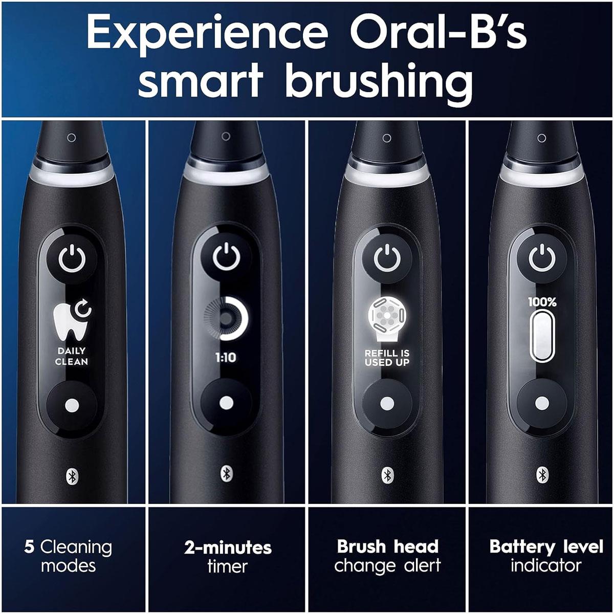 Oral-B iO7 Electric Toothbrush for Adults 5 Modes Bluetooth App Pressure Sensor Travel Case Black - Image 4