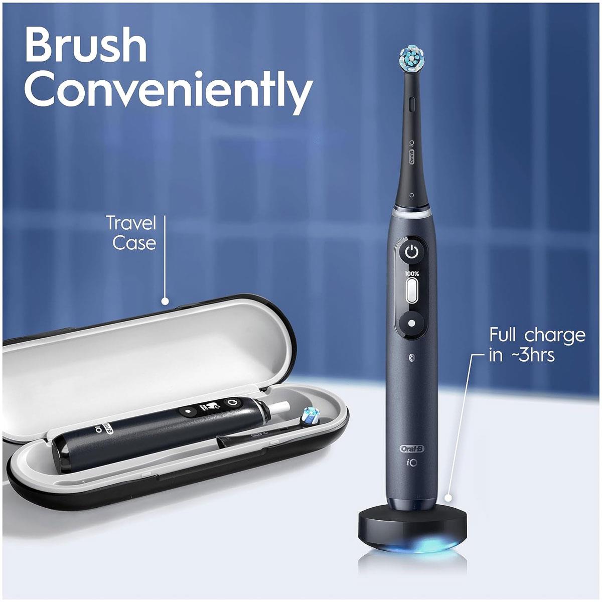 Oral-B iO7 Electric Toothbrush for Adults 5 Modes Bluetooth App Pressure Sensor Travel Case Black - Image 6