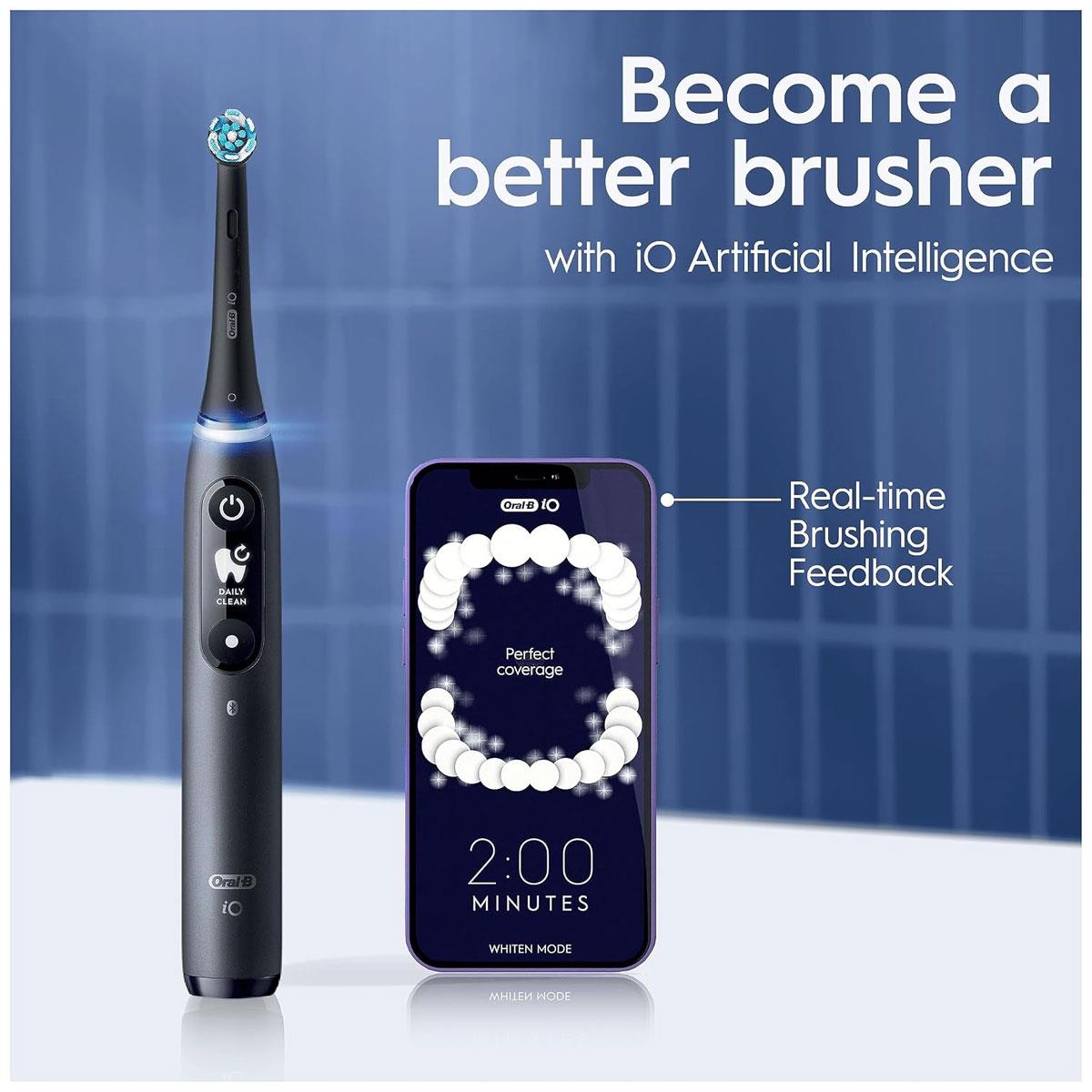 Oral-B iO7 Electric Toothbrush for Adults 5 Modes Bluetooth App Pressure Sensor Travel Case Black - Image 7