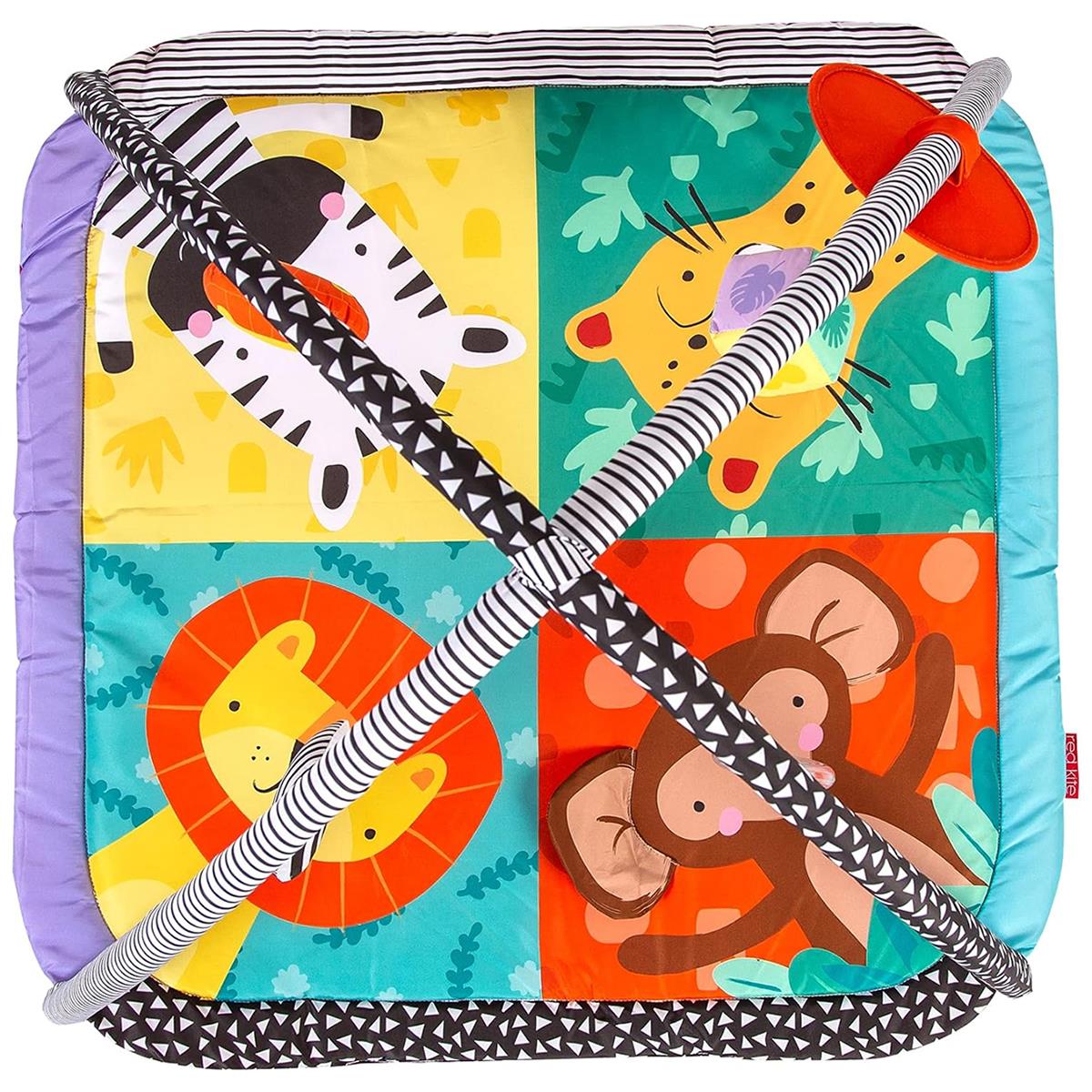 Red Kite Wild Safari Baby Play Gym Multi-Coloured Padded Activity Mat With Tummy Time Pillow And Hanging Toys - Image 4