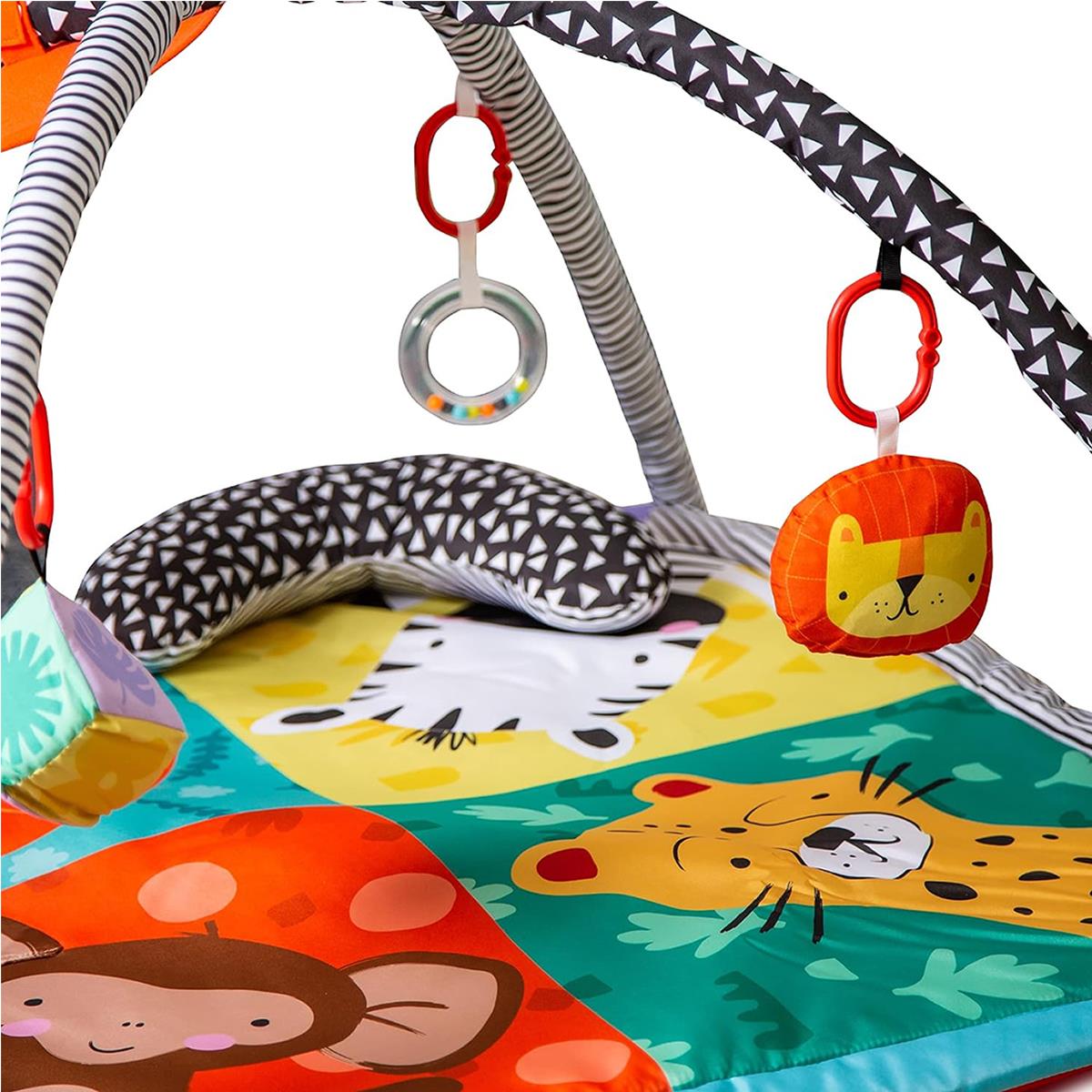 Red Kite Wild Safari Baby Play Gym Multi-Coloured Padded Activity Mat With Tummy Time Pillow And Hanging Toys - Image 5