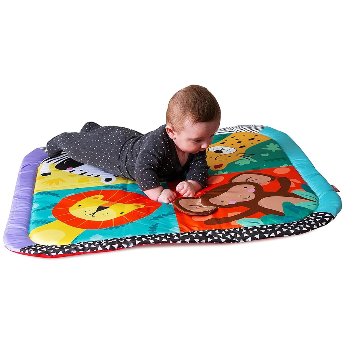 Red Kite Wild Safari Baby Play Gym Multi-Coloured Padded Activity Mat With Tummy Time Pillow And Hanging Toys - Image 7